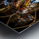 Night shot of blurred car lights on a main street in Tübingen Metal print