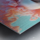 Ethereal Bloom: Dreamy Woman Portrait with Flowing Coral Hair Metal print