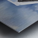 Snowy Cabin in Winter Forest – Cozy Christmas Art Print Metal print