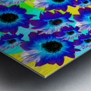 Abstract Vibrant Turquoise Sunflowers Metal print