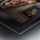 A Sensual Portrait Of Alina Lorenthia In Delicate Lace Lingerie Alluring AI Concept Art by Xzendor7 Metal print