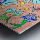 Abstract Colourful Flowers and Dragonflies Metal print