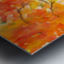 Cat in fall foliage watercolor painting Metal print