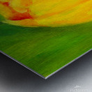 Yellow tulip triptych left acrylic painting  Metal print