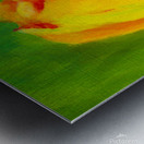 Yellow tulip triptych right acrylic painting  Metal print