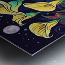 Moon shining over Calla Lily flowers  Psychedelic style Metal print