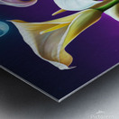 Moon shining over Calla Lily flowers  Cyberpunk style Metal print