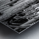 Beside Folly Beach Pier At Sunset Grayscale Metal print