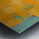 Golden sunrise abstract acrylic painting  Metal print