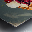 Image of a cherry pie with vanilla ice cream with a vintage background  Impressionism style Metal print