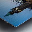 Long exposure night shot of the famous St. Pauli Landungsbrücken in Hamburg at the Elbe River Impression metal