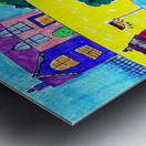 Abstract Colourful Doodle Houses Metal print