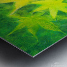 Maple leaves in green acrylic painting Metal print