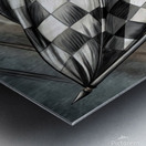 Monochrome Pencil Sketch of a Waving Checkered Racing Flag Metal print