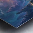 Fantasy Waterfall Landscape – Surreal Cosmic Sky and Enchanted Nature Scenery Metal print