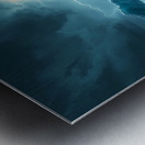 Man Standing on Rock Amid Stormy Ocean and Lightning – Dramatic and Powerful Scene Metal print