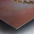 Three sparrows on a branch Metal print