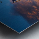 American Flag on Old Flagpole at Sunset with Eagle Metal print