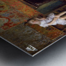 Two young girls watching paintings Metal print
