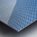 Blue curved glass skyscraper facade against sky Metal print