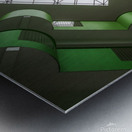 Modern building green atrium directly below view Metal print
