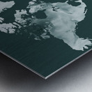 Monochrome Teal Gray Colorful World Map Silho Metal print