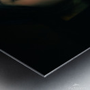 Young woman looking through a glass of water Metal print