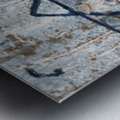 A star of david etched and painted on a rock with stones laying on it Metal print