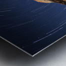 Light painting on monolith and star trails, Anse des Bonnes Femmes at Ile Niapiskau, Mingan Archipelago National Park Reserve of Canada, Cote-Nord, Duplessis region; Quebec, Canada Metal print