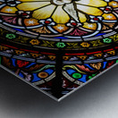 Colourful stained glass windows in the Benedictine Abbey; Montserrat, Catalonia, Spain Metal print