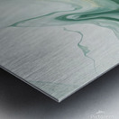 Green White Gold Swirled Marble Metal print