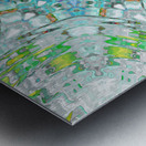 Abstract Colours Collide in Greens and Whites Metal print