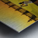 Golfer Taking A Swing From A Golf Bunker Metal print