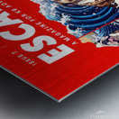 Adventure Magazine Cover with Surfing English Bulldog Poster-Red Metal print