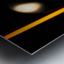 Abstract chrome decoration in a dark and orange light Metal print