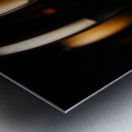 Dark wine glasses in an orange light close up view Metal print