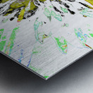 Abstract Neon Green Colour Blast Daisy Flower on an Abstract Background Metal print