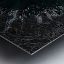 Distressed Dark Daisy with Dark Centre on Dark Abstract Background Metal print