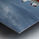 Sunlight Breaking Through Storm Clouds Over Nubble Light in Maine Metal print