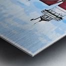 Stratford Point Lighthouse on Overcast Day in Connecticut - Illus. Metal print