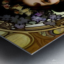 Romantic Art Nouveau Woman Portrait with Flowers and Flowing Hair Metal print