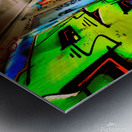 Glowing Grafiti On Decaying Hallway Of Abandoned Luxury Hotel Metal print