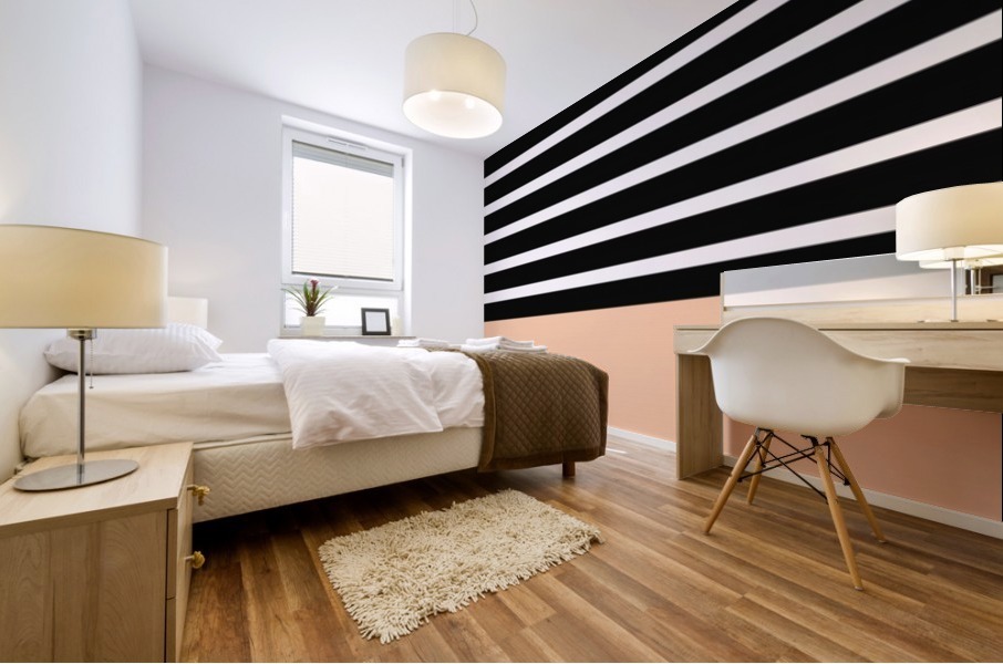 Black White Stripes With Peach Patch Rizu Designs Canvas Artwork