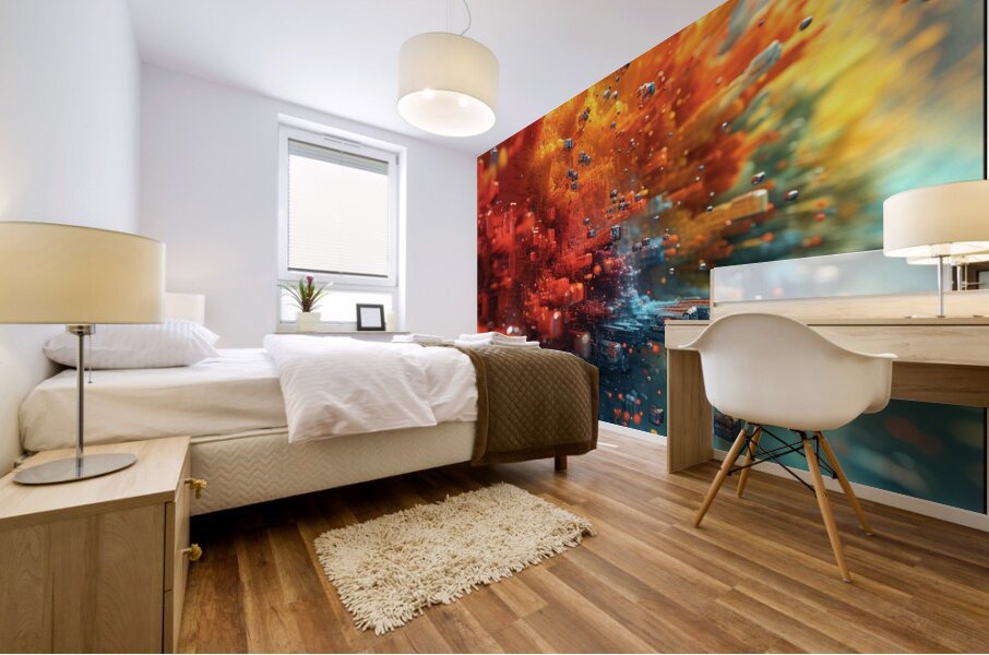 blackdigitalart 3d colorful splash of blue red wh Mural print