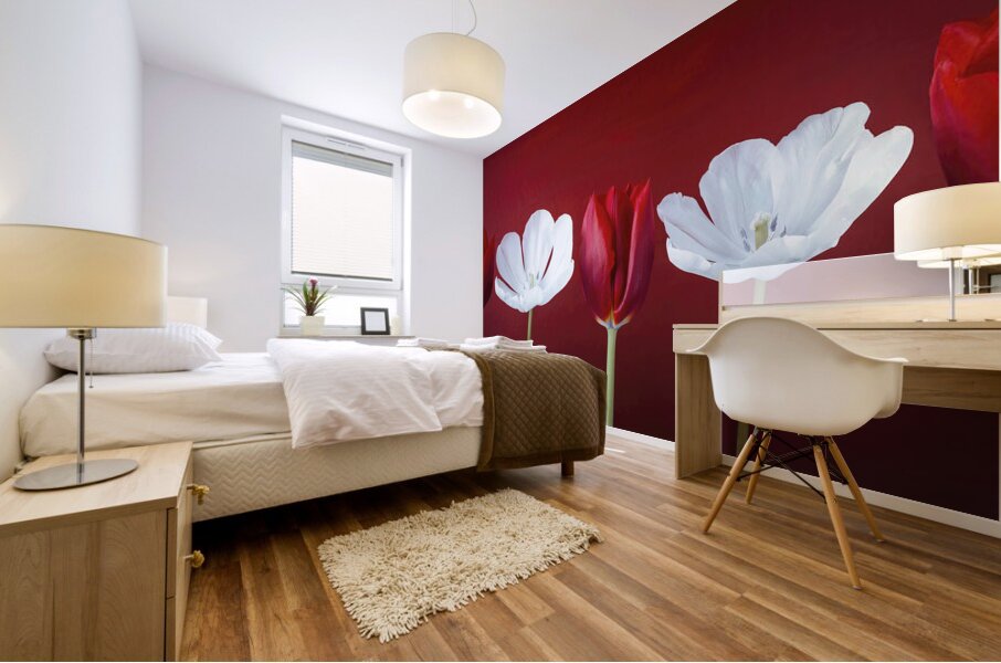 Tulips in a row Mural print