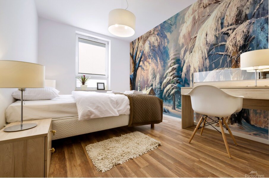 Forest winter landscape Mural print