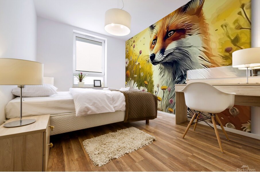 Flower Fox Paint by Numbers Kit for Adults Flowers Mural print