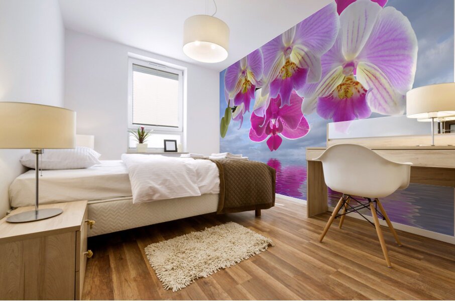 Colorful Purple Pink Orchid Spa Mural print