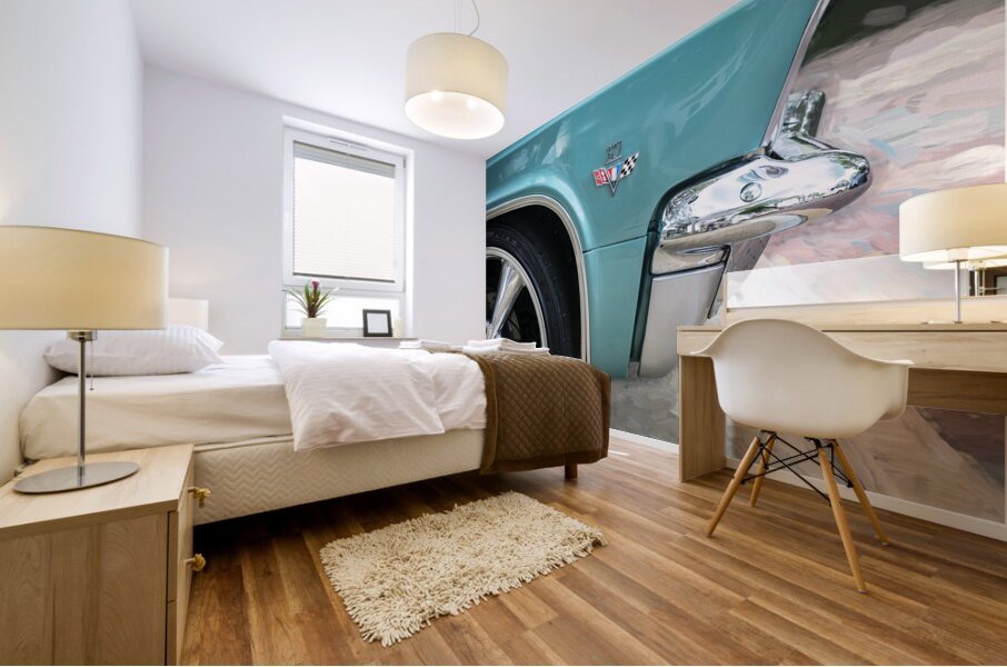 1965 Blue Chevrolet Impala SS Convertible X4 4 Mural print