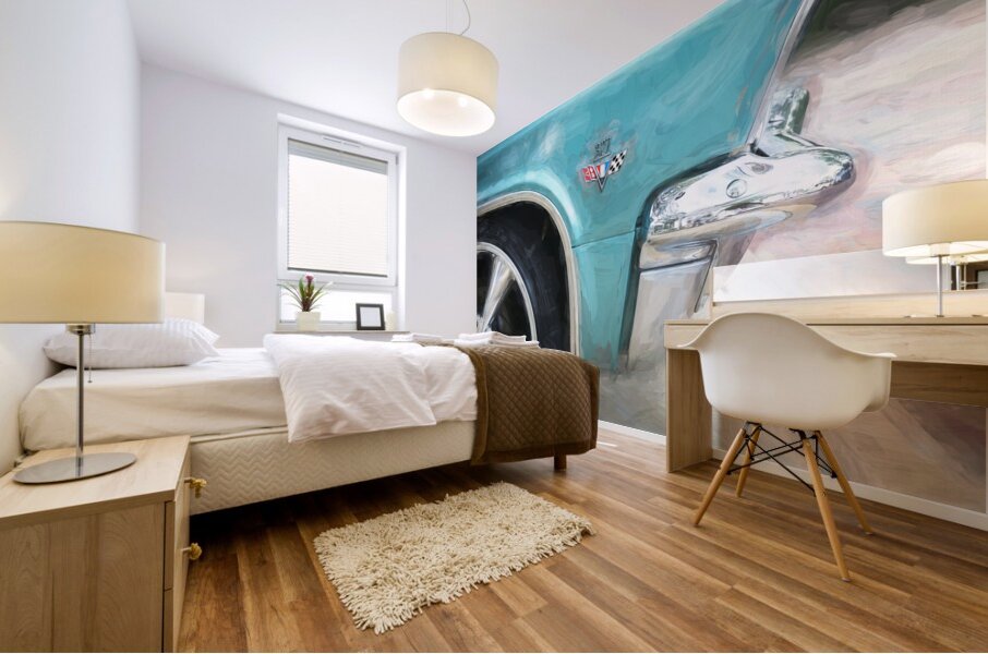 1965 Blue Chevrolet Impala SS Convertible X4 5 Mural print